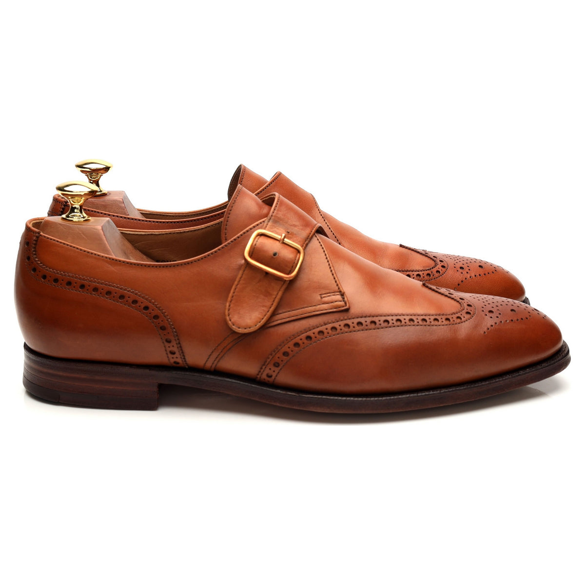 &#39;Chalfont&#39; Tan Brown Leather Monk Strap UK 9.5 E