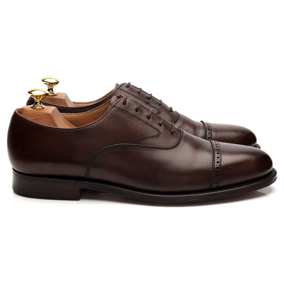 Peal &amp; Co Dark Brown Leather Oxford UK 8.5 US 9.5 D