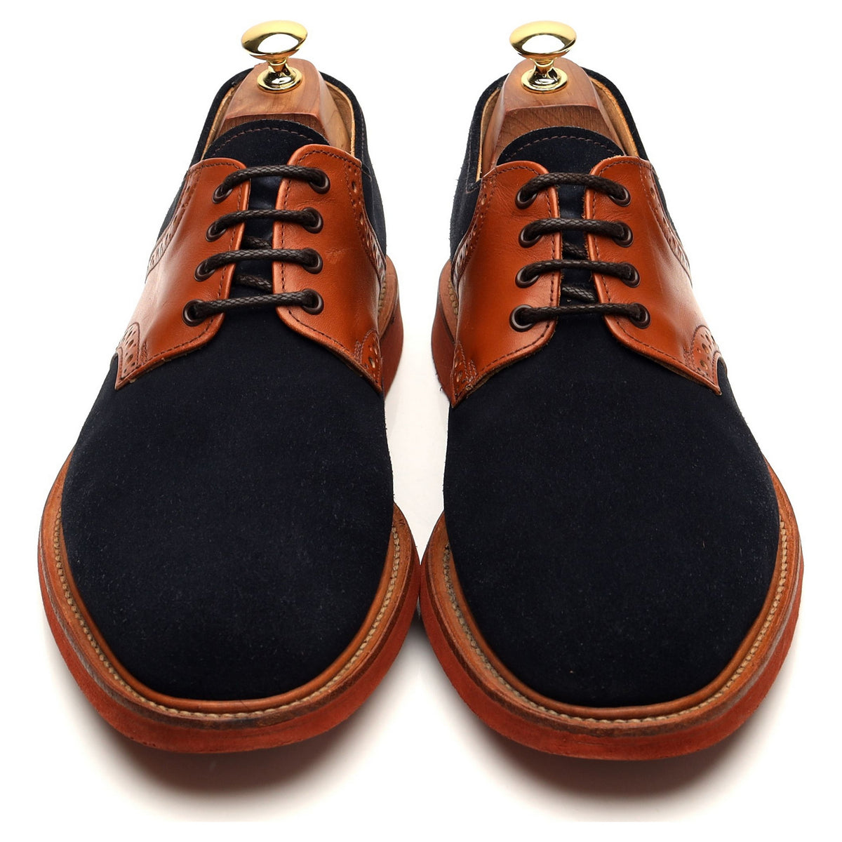 Mark McNairy &#39;The Saddle&#39; Blue Suede / Tan Brown Leather Derby UK 9 F