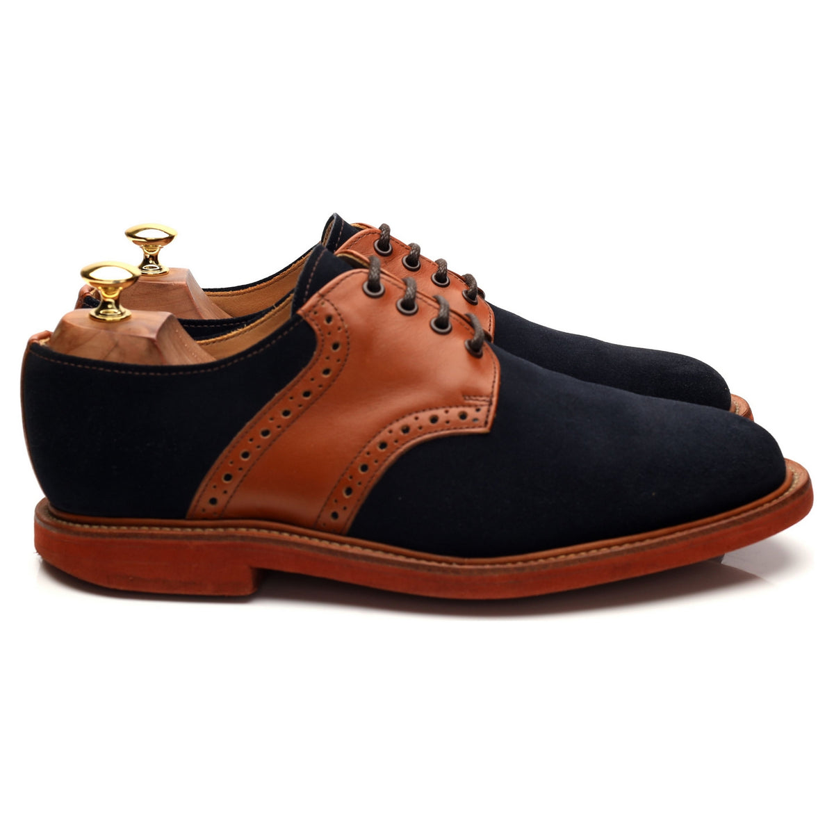 Mark McNairy &#39;The Saddle&#39; Blue Suede / Tan Brown Leather Derby UK 9 F