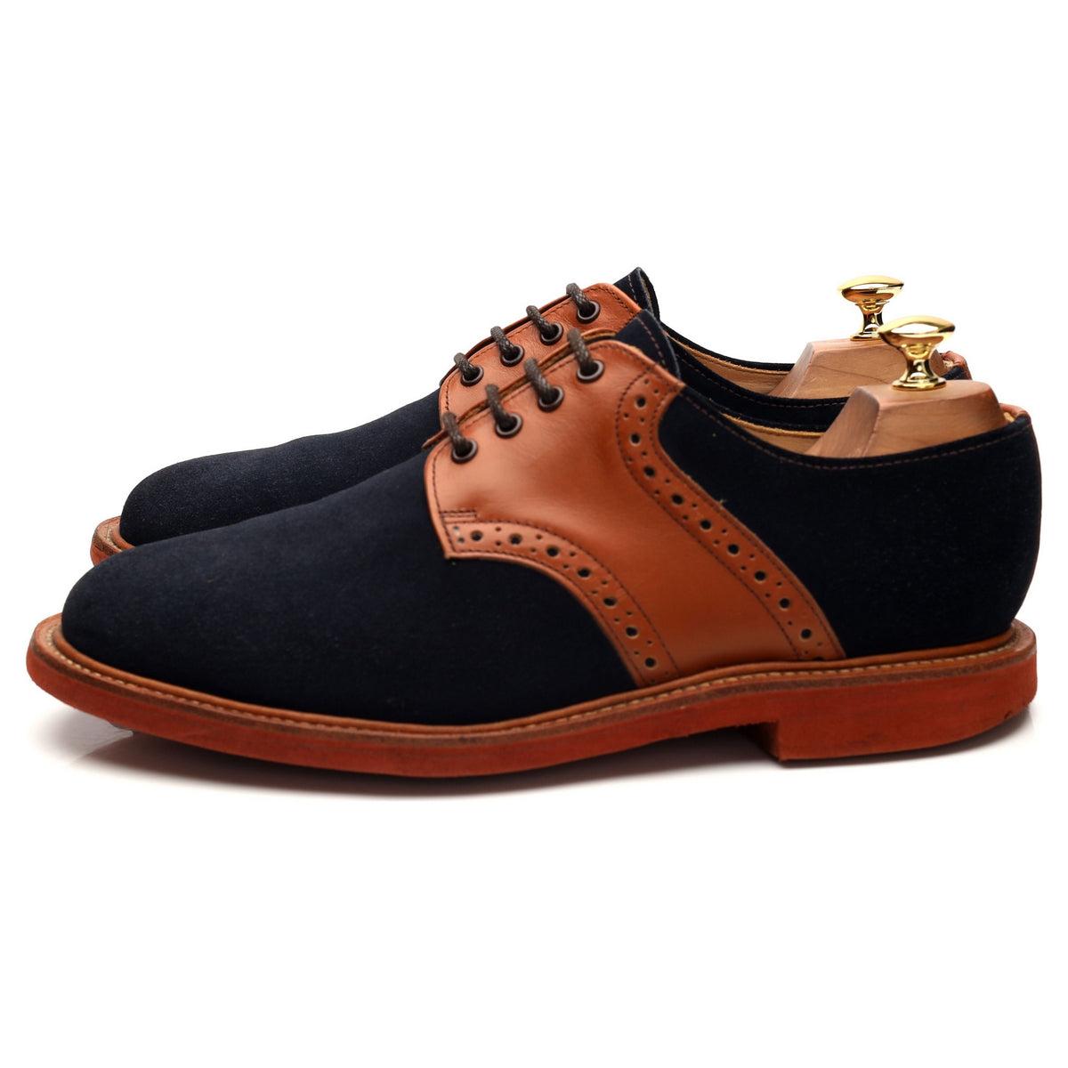 Mark McNairy &#39;The Saddle&#39; Blue Suede / Tan Brown Leather Derby UK 9 F