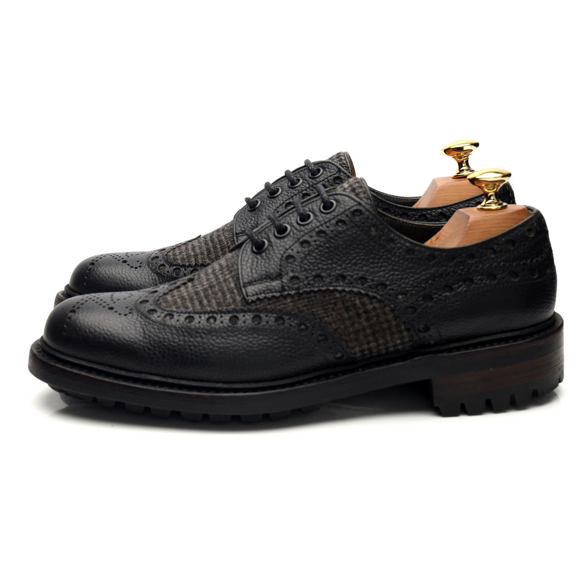Hackett &#39;Sloane&#39; Black / Grey Leather Derby Brogues UK 6.5 F