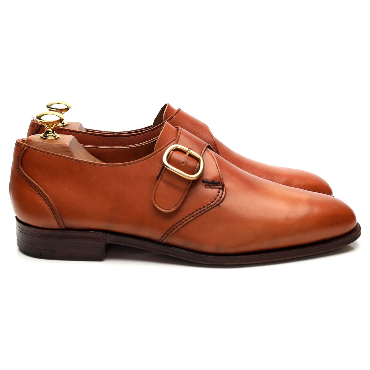 Tan Brown Leather Monk Strap UK 8.5 F