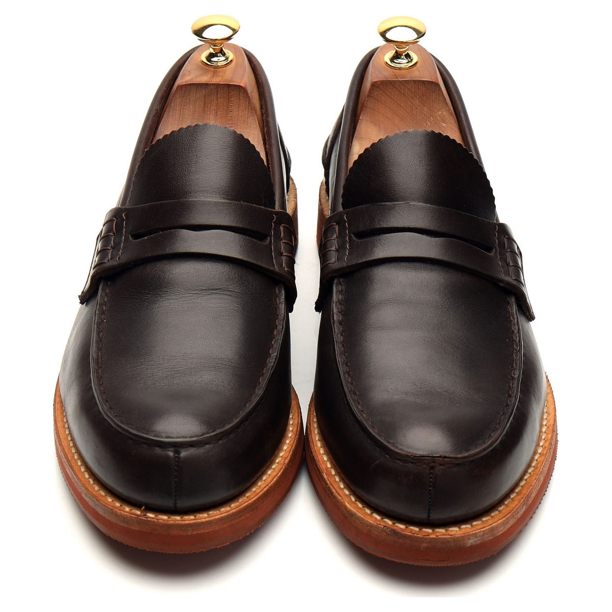 &#39;Pembrey&#39; Dark Brown Leather Split Toe Loafers UK 9.5 F