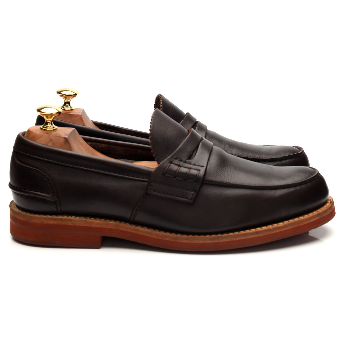 &#39;Pembrey&#39; Dark Brown Leather Split Toe Loafers UK 9.5 F