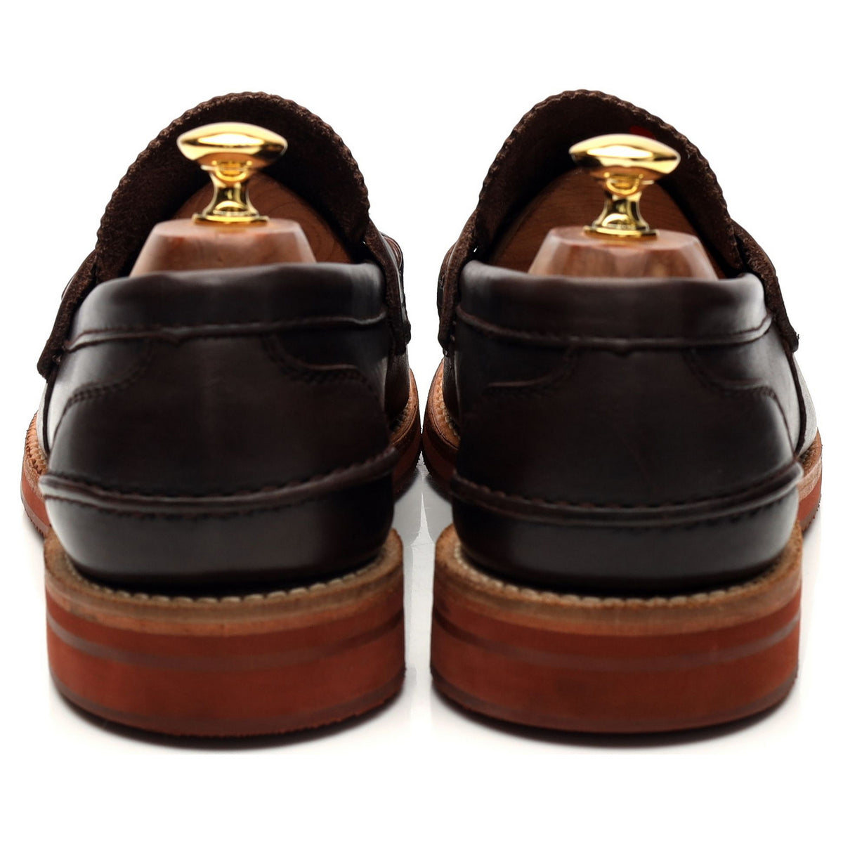 &#39;Pembrey&#39; Dark Brown Leather Split Toe Loafers UK 9.5 F
