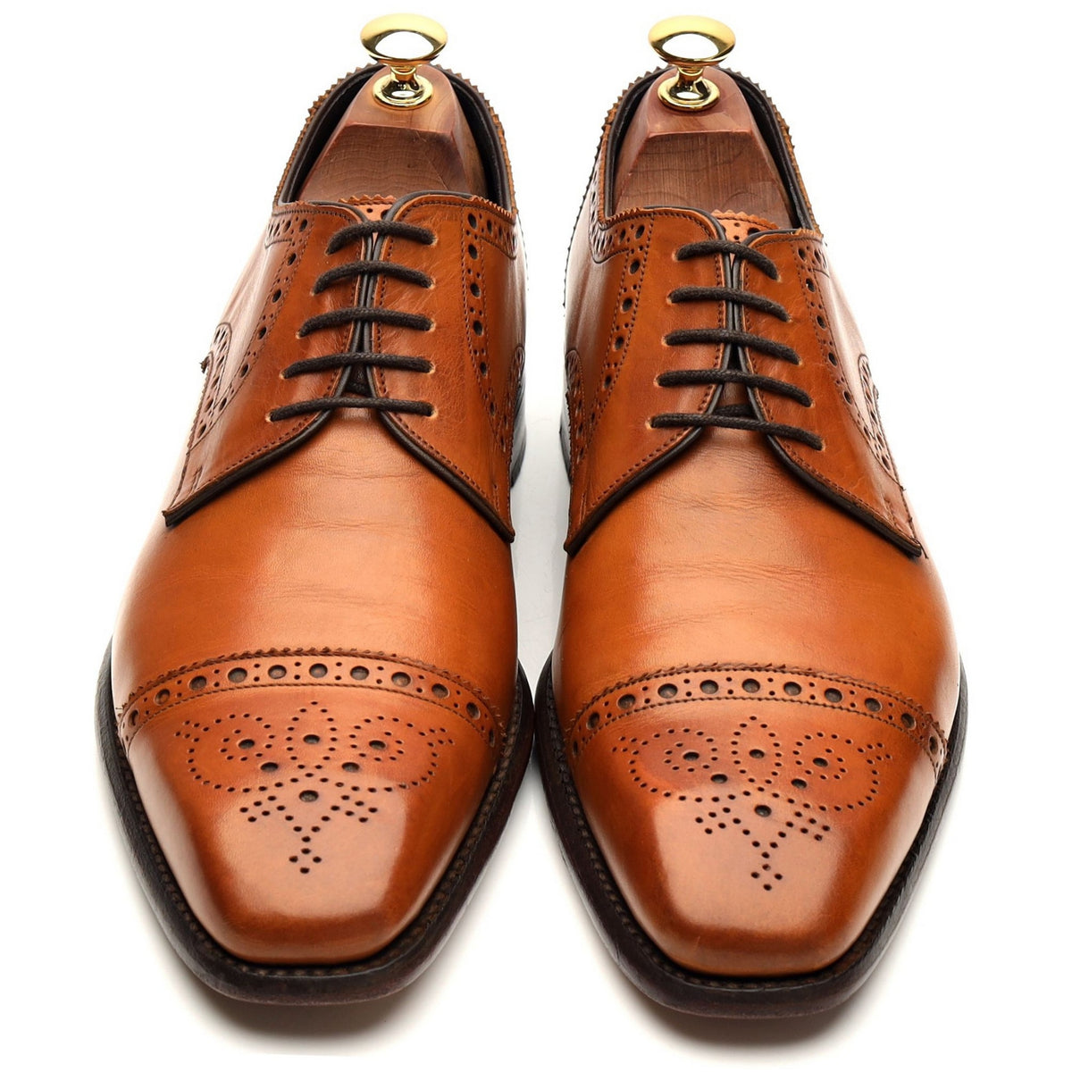 1880 &#39;Byron&#39; Tan Brown Leather Derby Brogues UK 8 F