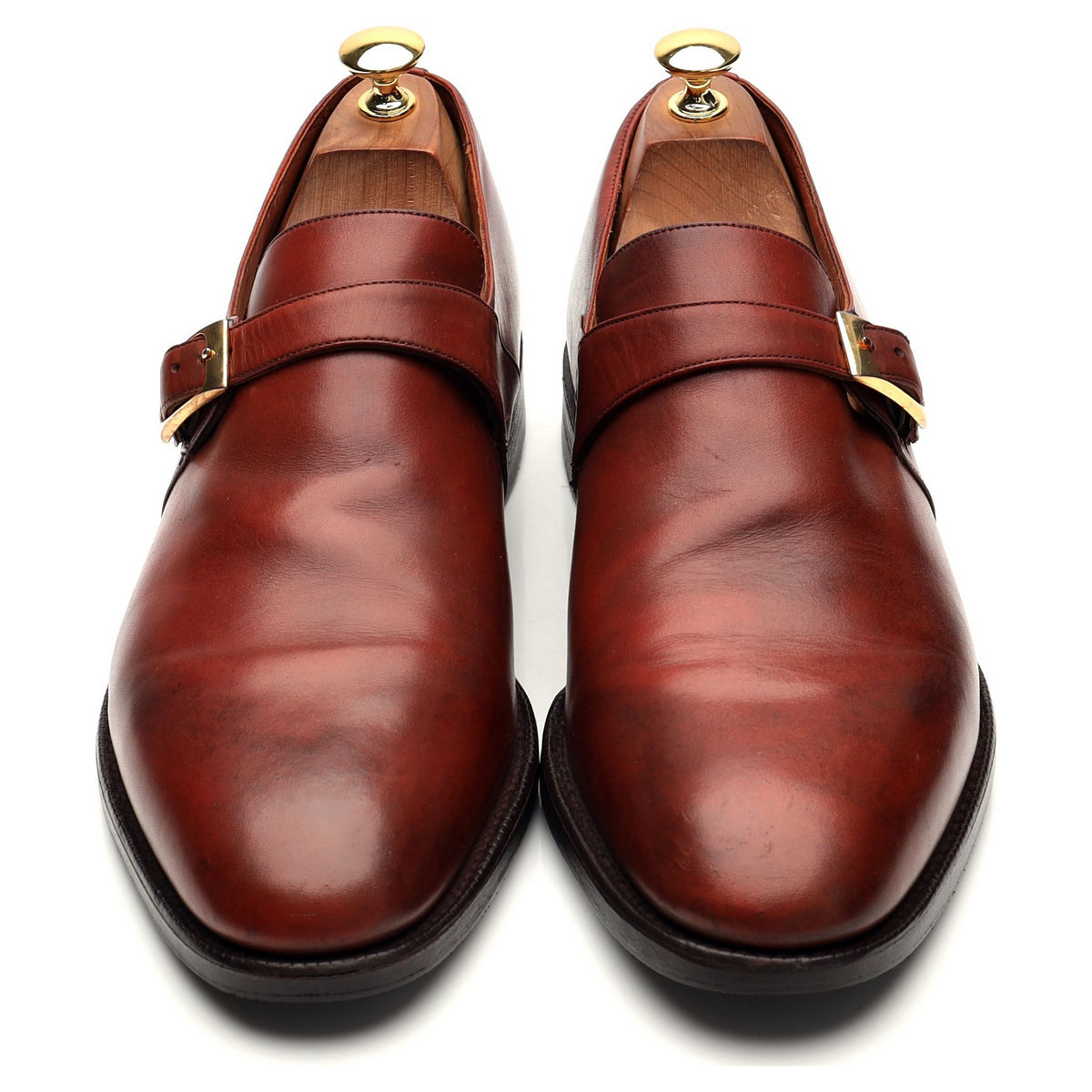 &#39;Presley&#39; Tan Brown Leather Monk Strap UK 10.5 F
