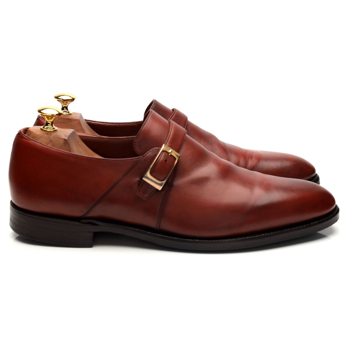 &#39;Presley&#39; Tan Brown Leather Monk Strap UK 10.5 F