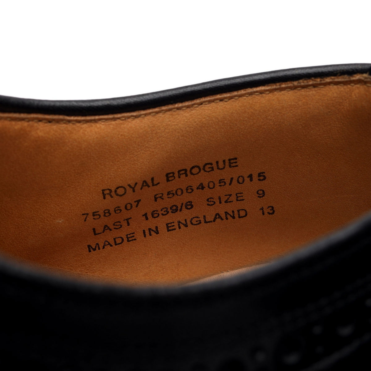 &#39;Royal Brogue&#39; Black Leather Derby Brogues UK 9