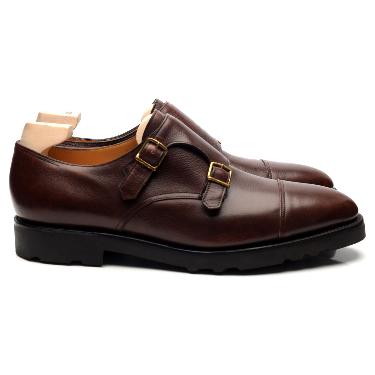 &#39;William&#39; Brown Leather Double Monk Strap UK 10.5 E