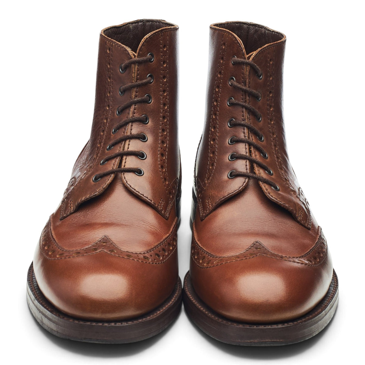 'Butcher' Brown Leather Brogue Boots UK 8.5 F