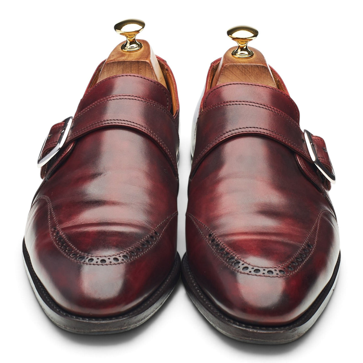 Burgundy Museum Leather Monk Strap UK 10 EU 44