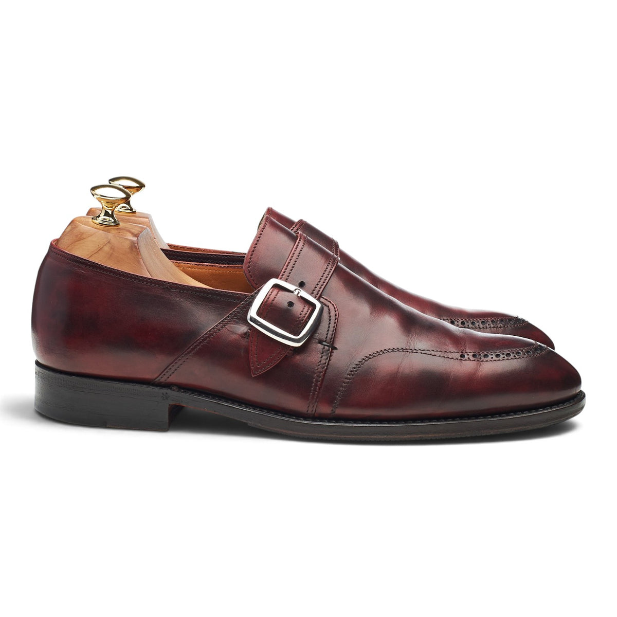 Burgundy Museum Leather Monk Strap UK 10 EU 44