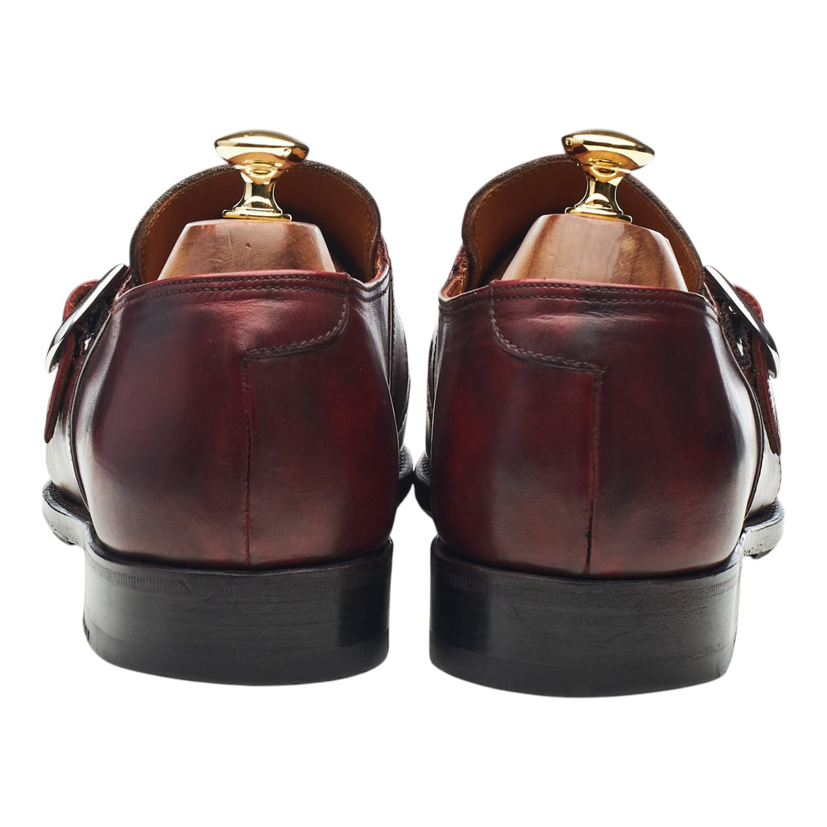 Burgundy Museum Leather Monk Strap UK 10 EU 44
