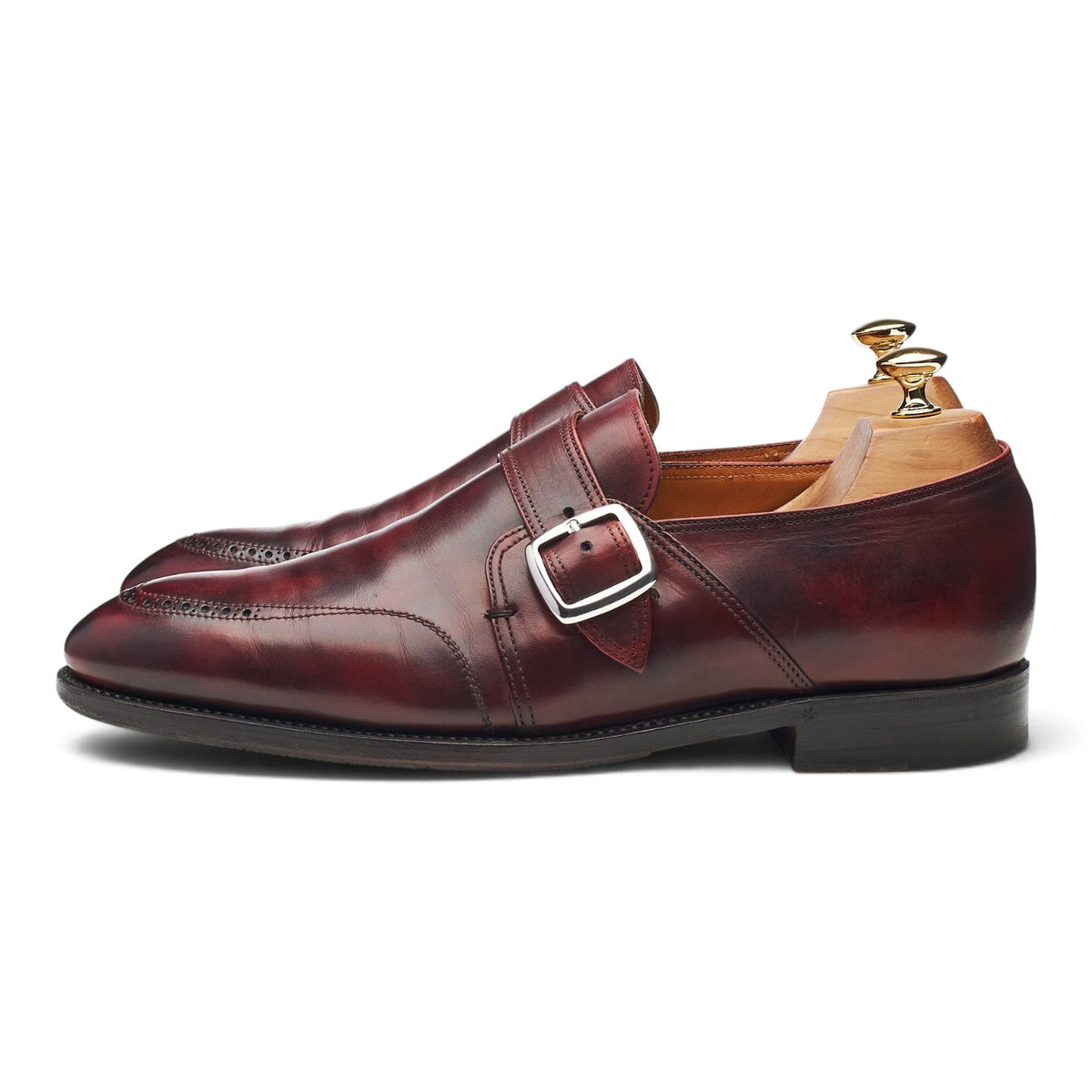 Burgundy Museum Leather Monk Strap UK 10 EU 44