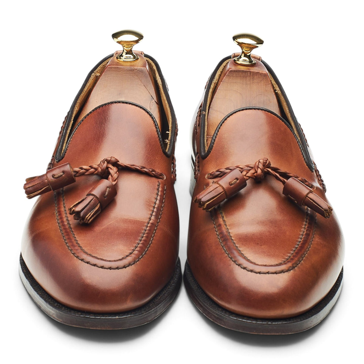 Shipton & Heneage 'Lamport' Tan Brown Leather Tassel Loafers UK 9.5 EX