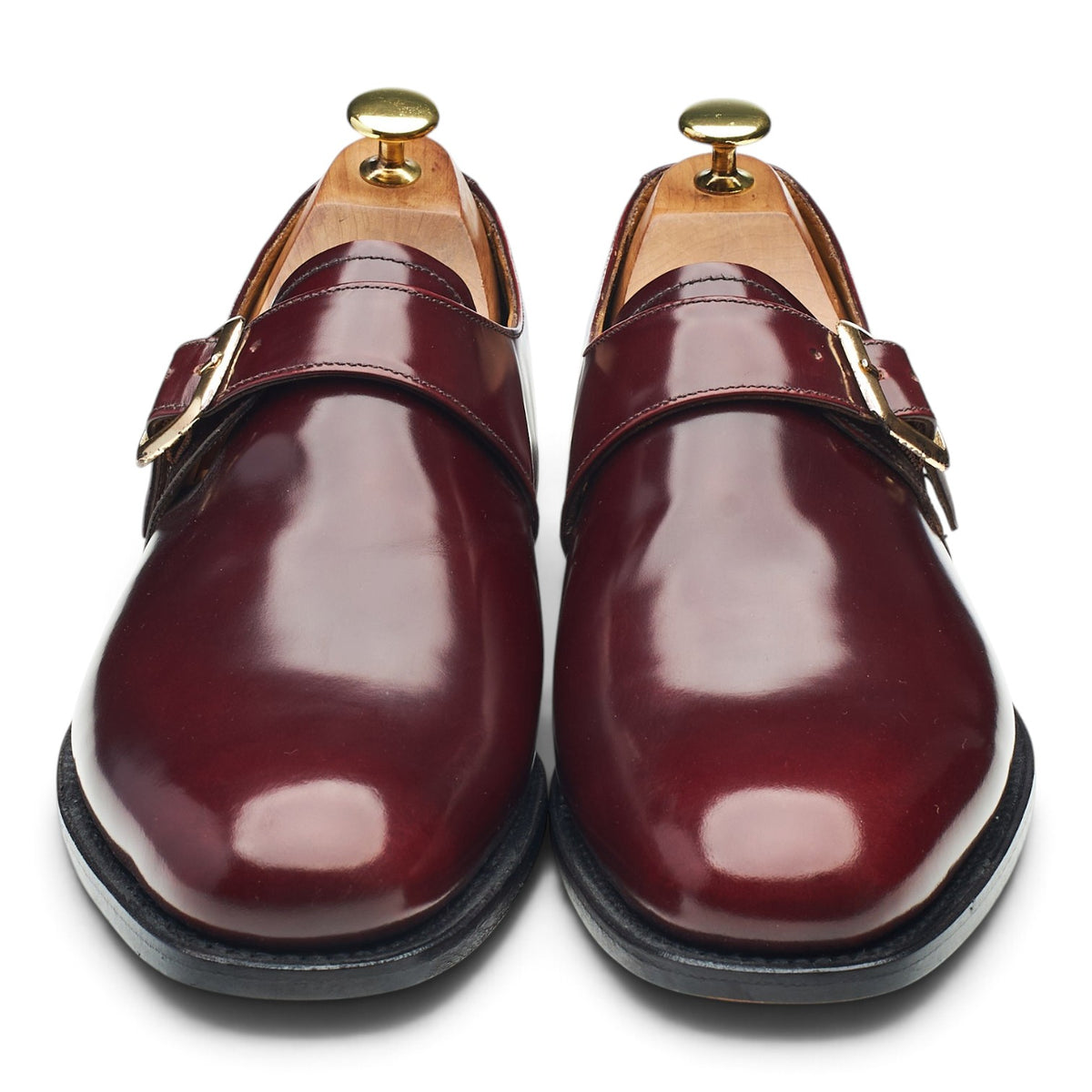 'Cardiff' Burgundy Leather Monk Strap UK 8.5 F