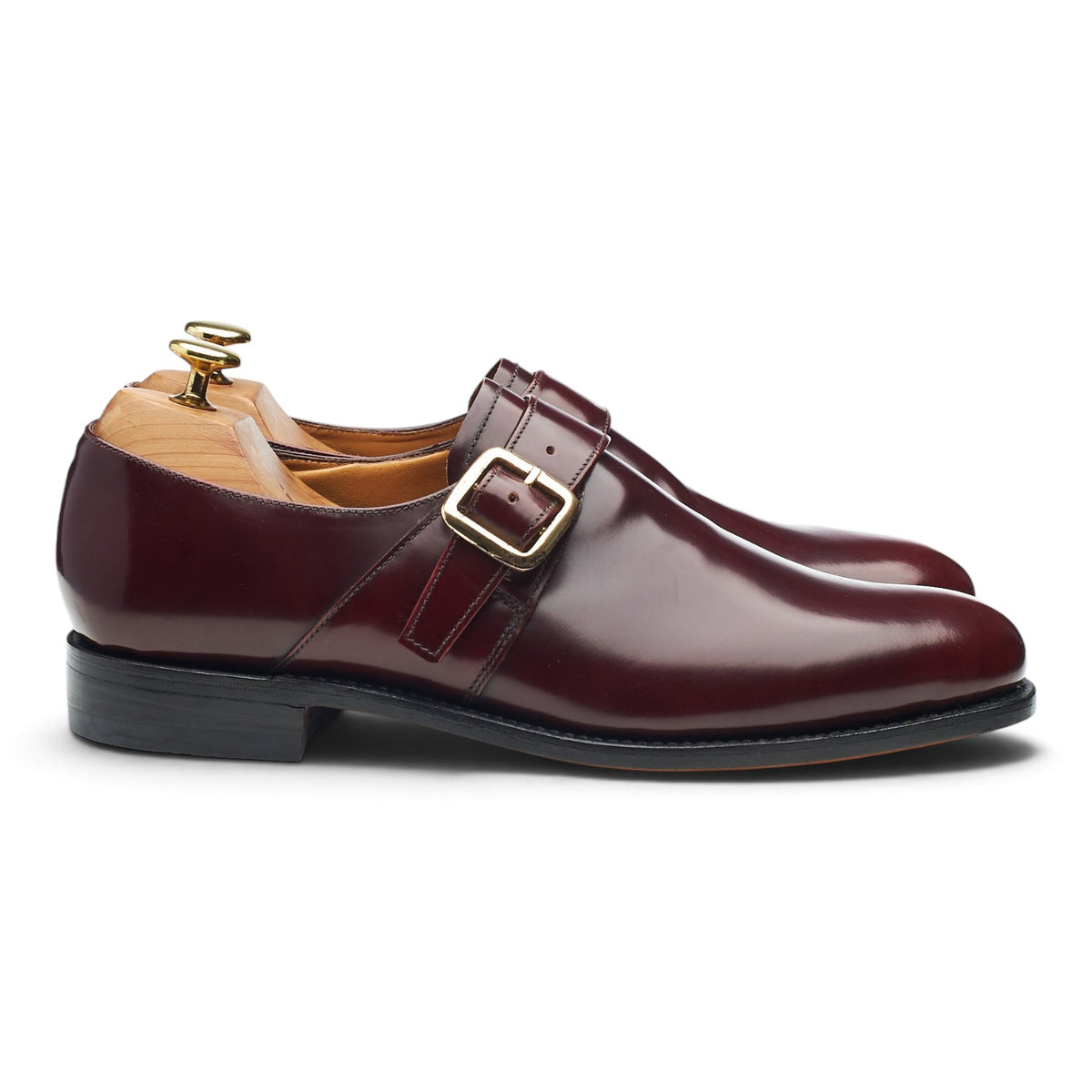 'Cardiff' Burgundy Leather Monk Strap UK 8.5 F