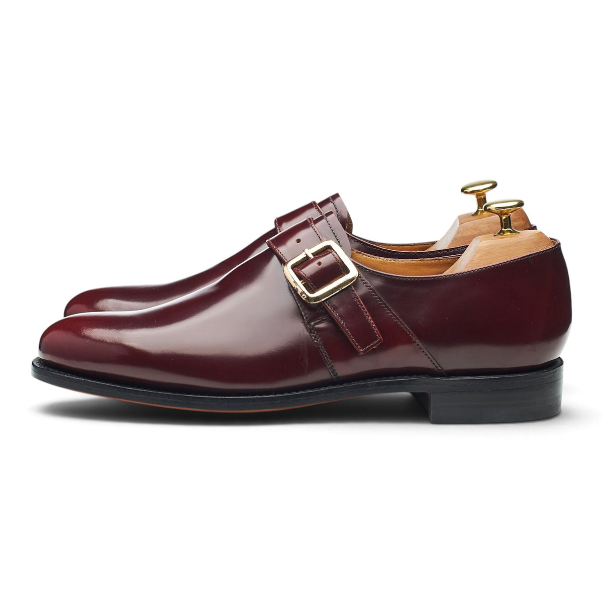 'Cardiff' Burgundy Leather Monk Strap UK 8.5 F