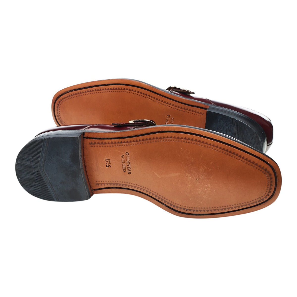 'Cardiff' Burgundy Leather Monk Strap UK 8.5 F