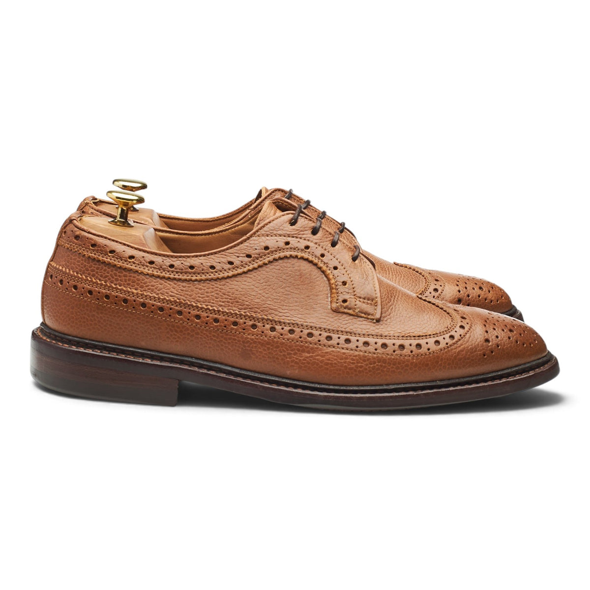'Fulton' Tan Brown Grain Leather Derby Brogues UK 8