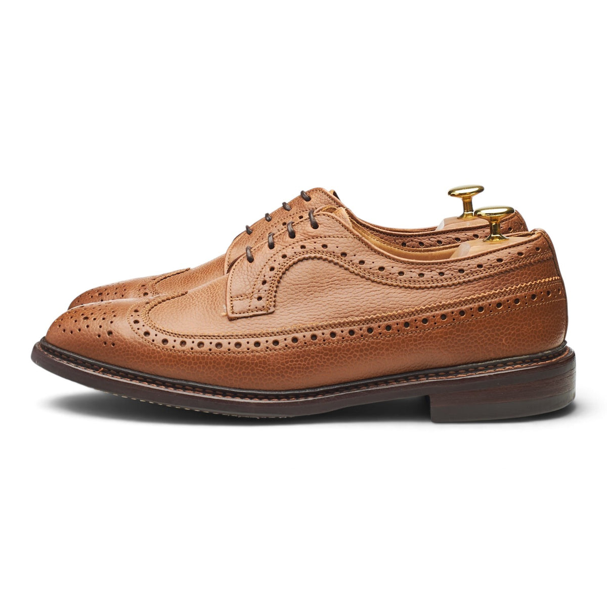'Fulton' Tan Brown Grain Leather Derby Brogues UK 8