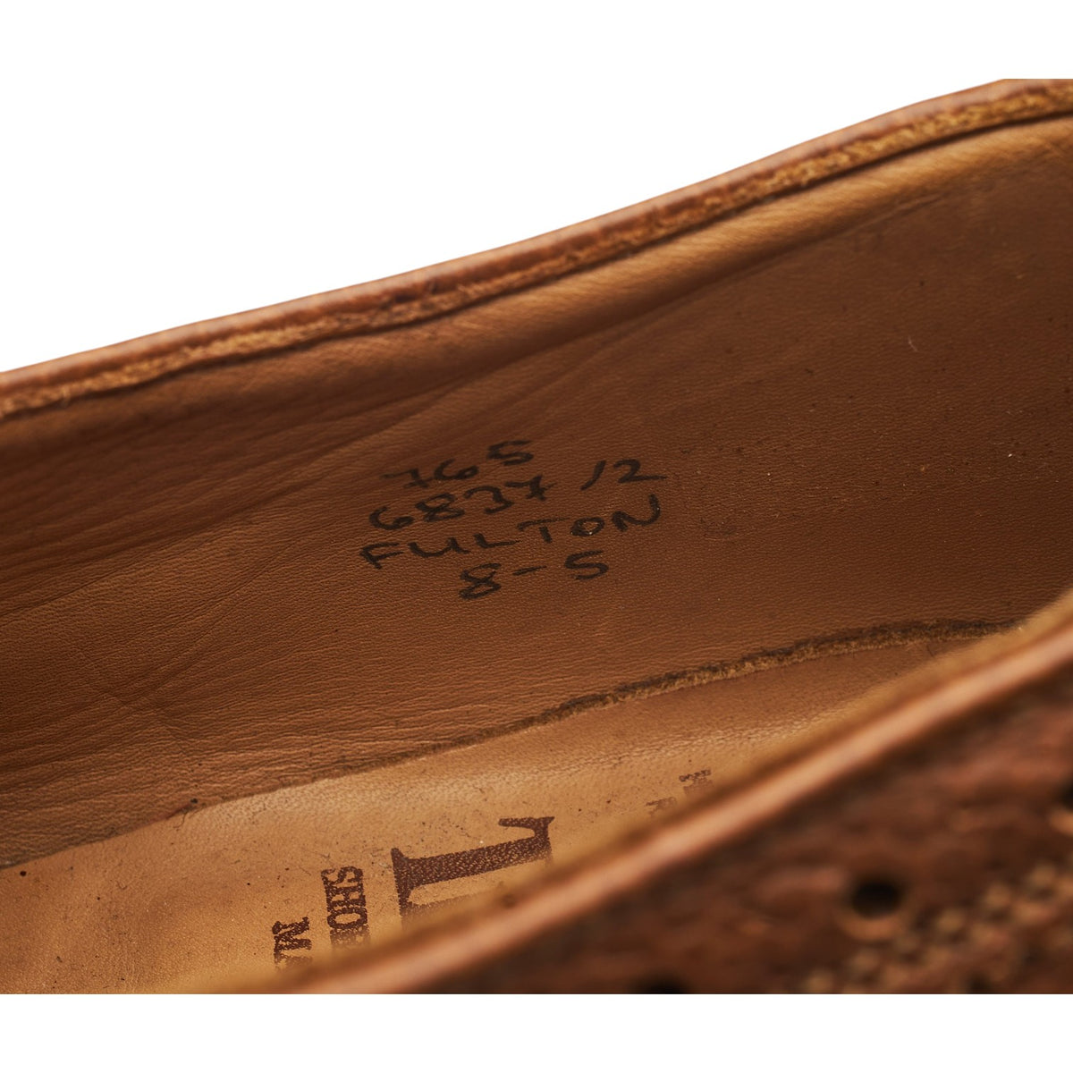 'Fulton' Tan Brown Grain Leather Derby Brogues UK 8