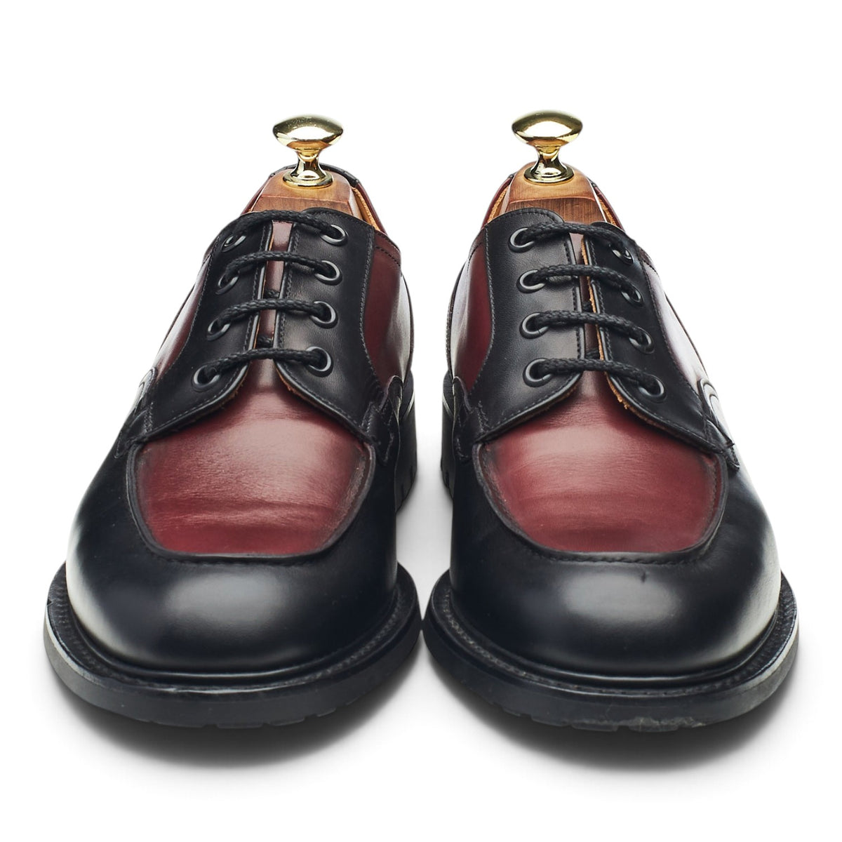 'Plumley' Black Burgundy Leather Apron Derby UK 7 F