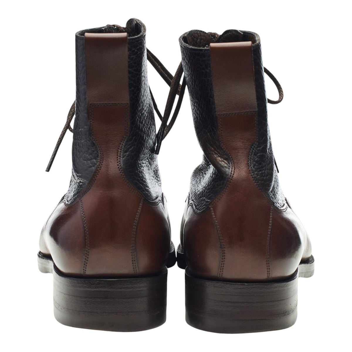 'Galway' Dark Brown / Black Grain Leather Boots UK 9.5 E