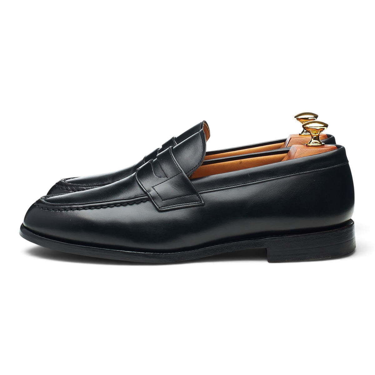 'Darwin' Black Leather Split Toe Loafers UK 8.5 G