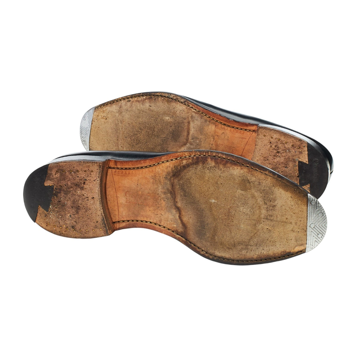 'Darwin' Black Leather Split Toe Loafers UK 8.5 G