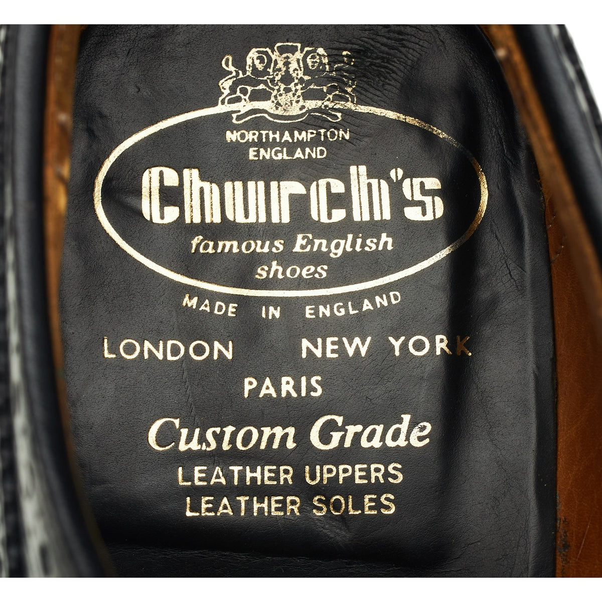 'Grafton' Black Leather Derby Brogues UK 7.5 F