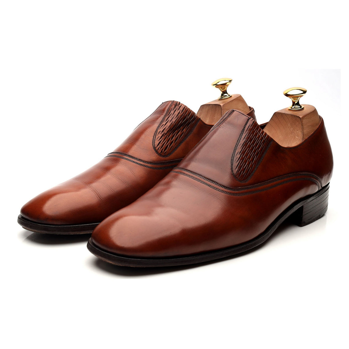 Vintage Brown Leather Slip On Loafers UK 10 E