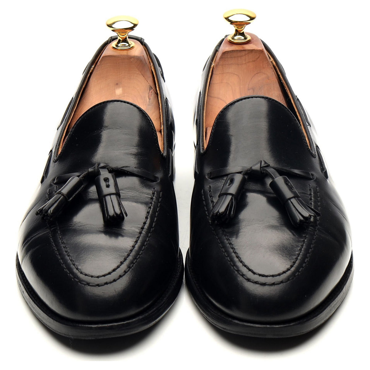 &#39;Windsor&#39; Black Leather Tassel Loafers UK 9 EX