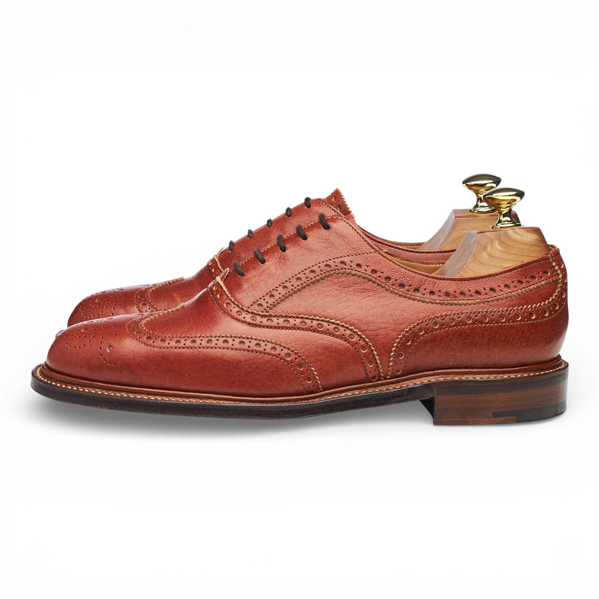 'Tarbert' Tan Brown Deerskin Leather Oxford Brogues UK 7 F