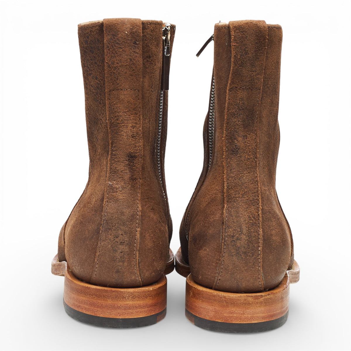 Brown Waxed  Horsehide Leather Side Zip Boots UK 7