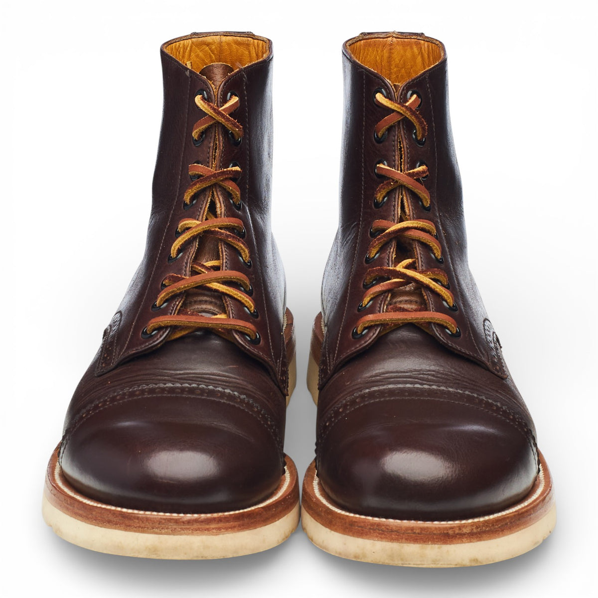 'Johnson' Brown Leather Boots UK 8 US 9 E