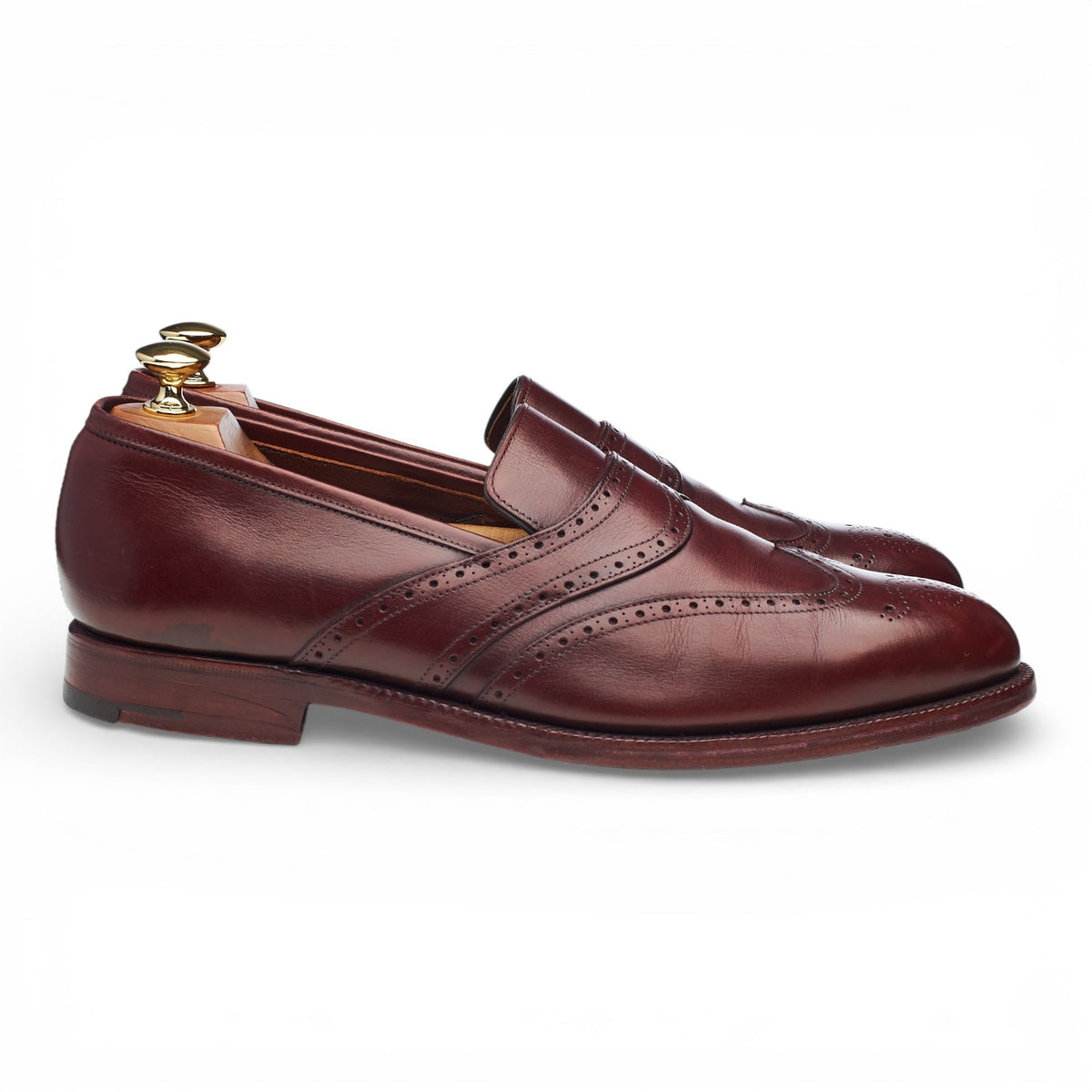 Masterclass Burgundy Leather Brogue Loafers UK 9.5 G