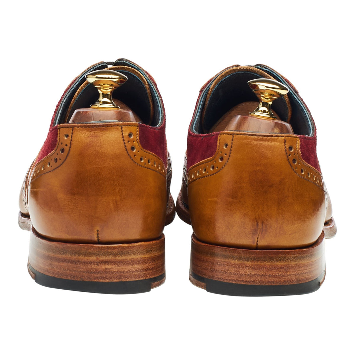 'McClean' Tan Brown Leather & Burgundy Suede Oxford Brogues UK 9.5 F