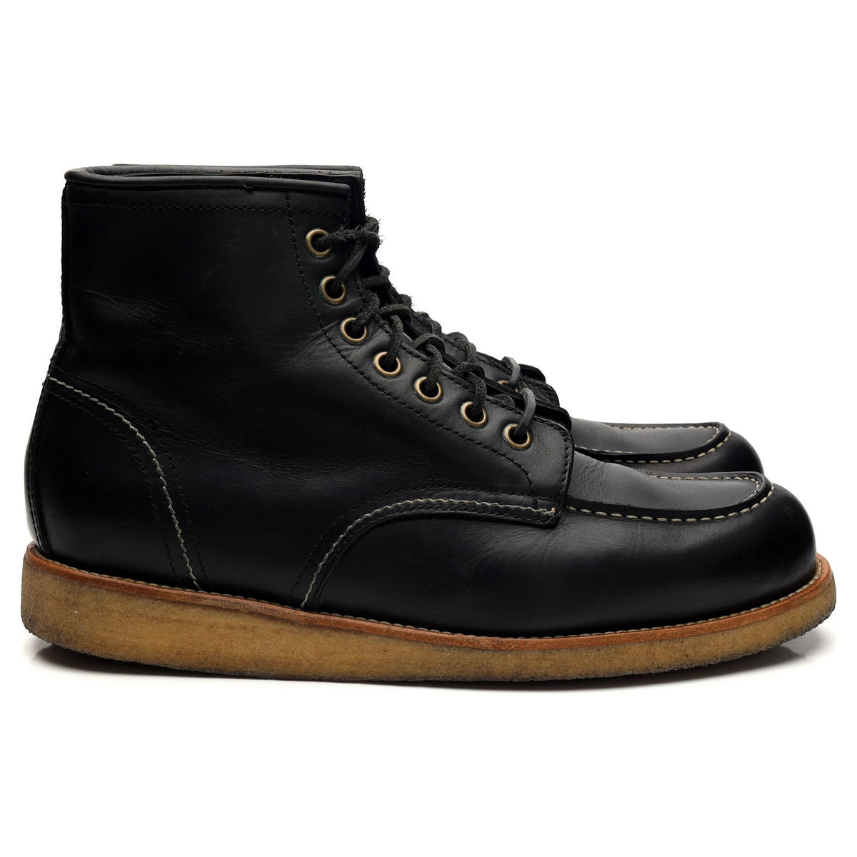 &#39;Pastissee&#39; Black Leather Moc Toe Boot UK 10 EU 44