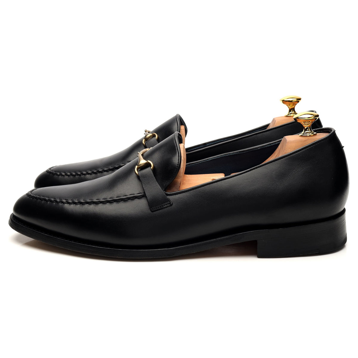 &#39;Frank&#39; Black Leather Horsebit Loafer UK 11.5 F