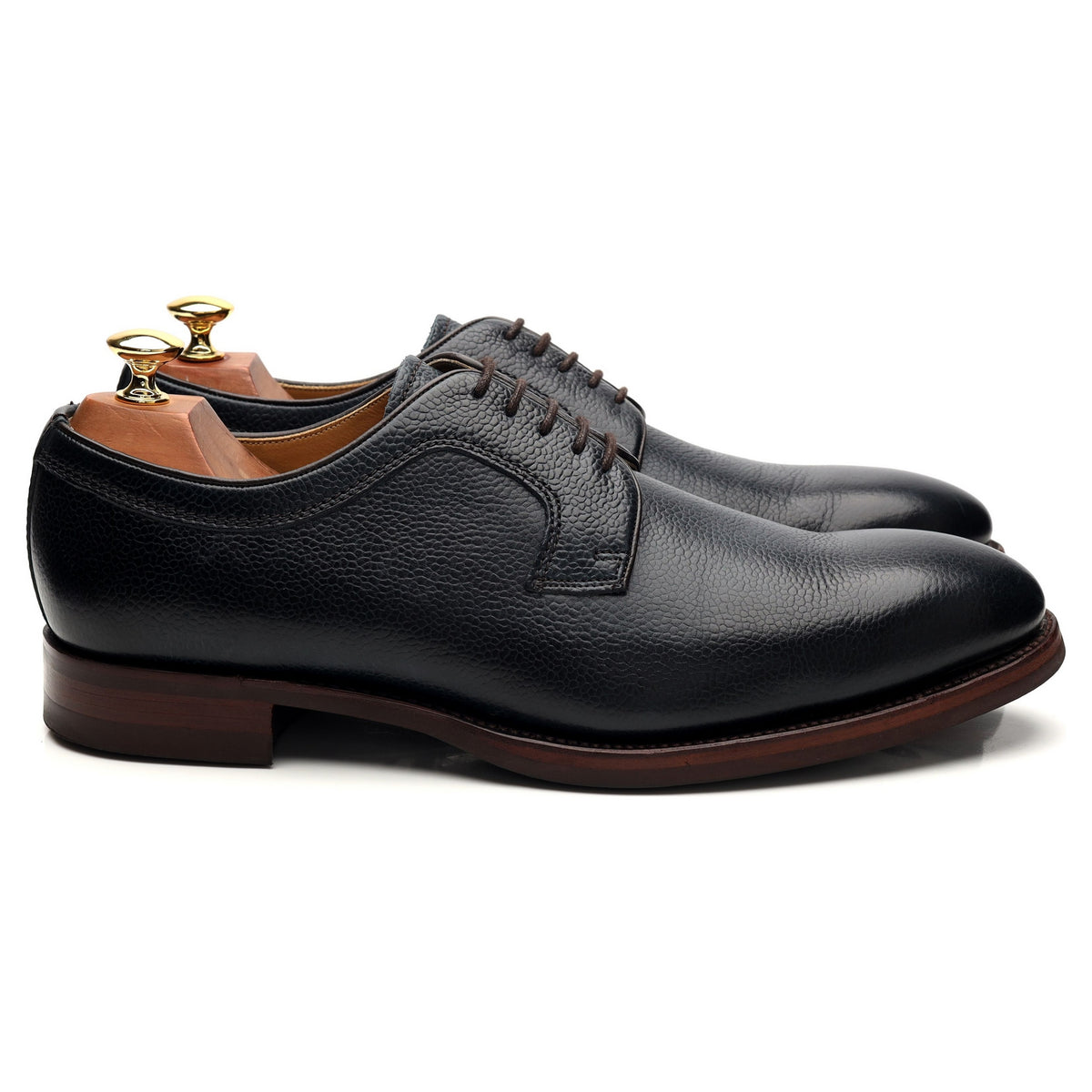 &#39;Skye&#39; Navy Blue Grain Leather Derby UK 9 F