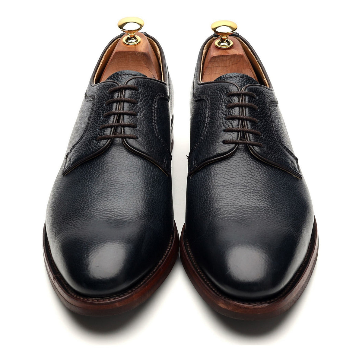 &#39;Skye&#39; Navy Blue Grain Leather Derby UK 9 F