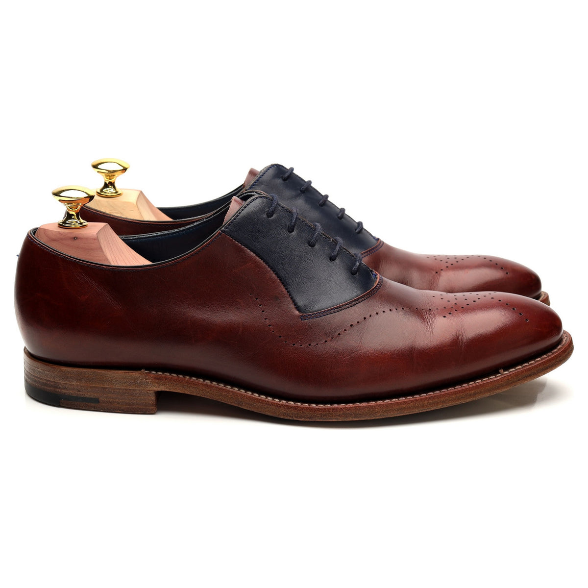 &#39;Harry&#39; Burgundy / Navy Blue Leather Oxford UK 7.5 F