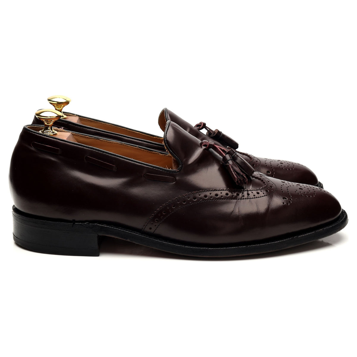 &#39;Clive&#39; Burgundy Leather Tassel Loafers UK 8.5 F