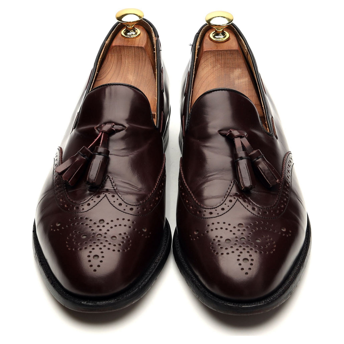 &#39;Clive&#39; Burgundy Leather Tassel Loafers UK 8.5 F