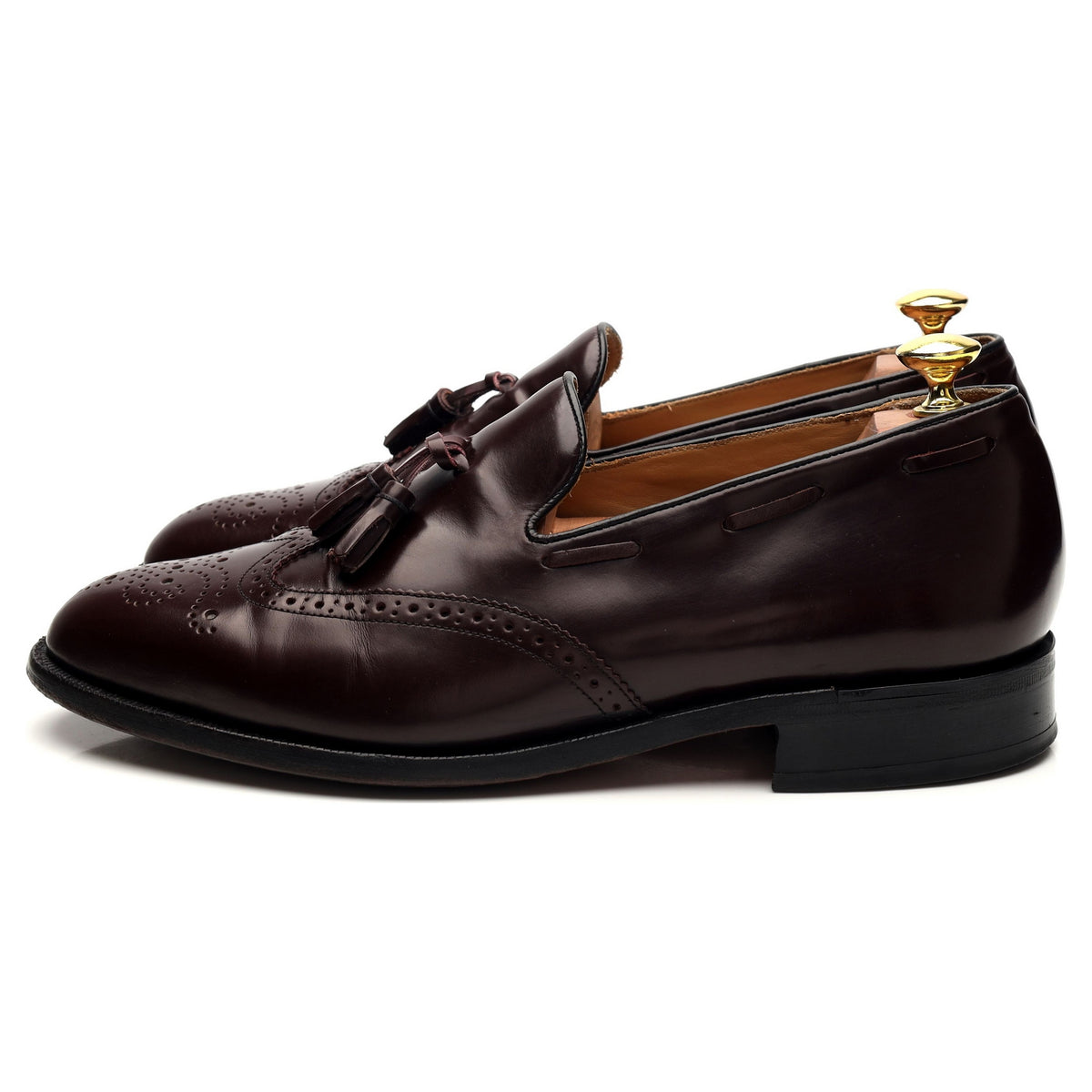 &#39;Clive&#39; Burgundy Leather Tassel Loafers UK 8.5 F