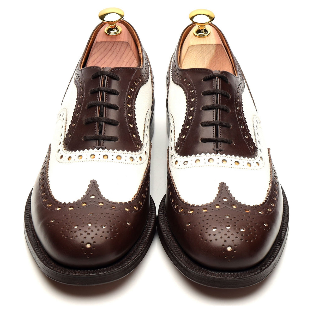 &#39;Basildon&#39; Brown / White Leather Spectator Brogue UK 7.5 F