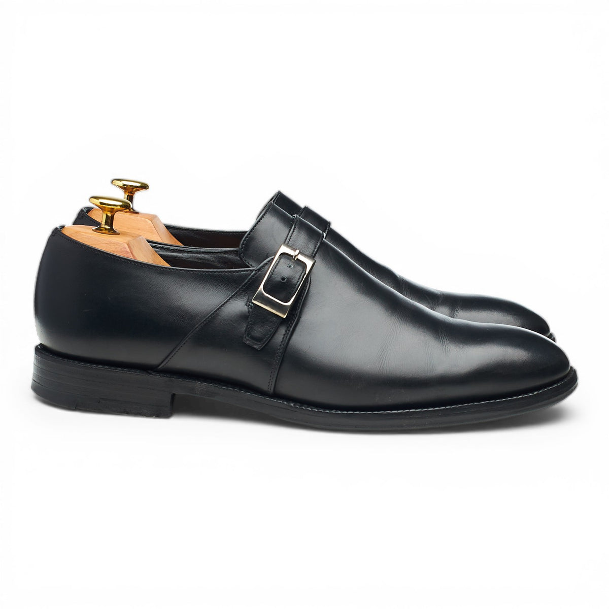 'Presley' Black Leather Monk Strap UK 8 F